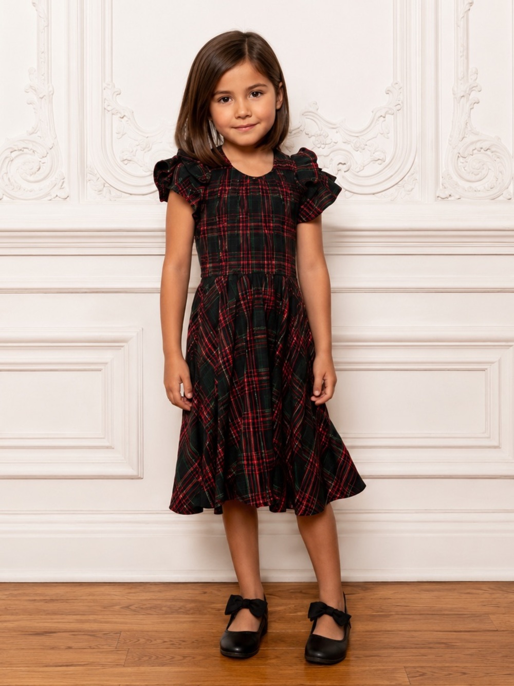 Ivy City Co Mini Hattie Cotton Dress 0923 Evergreen Plaid Girls 3T green ruffle